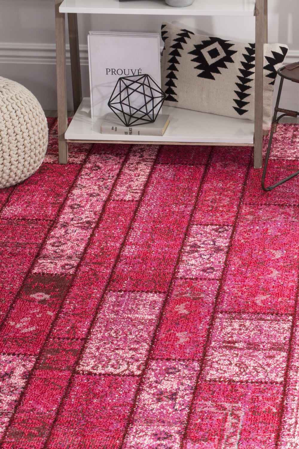 Tapis bohème chic en polypropylène rose/multicolore, 155 x 231 cm — vue 3