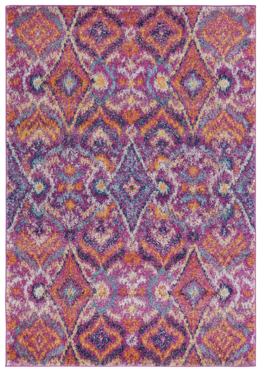 Tapis chic moderne en polypropylène rose/multicolore, 155 x 229 cm