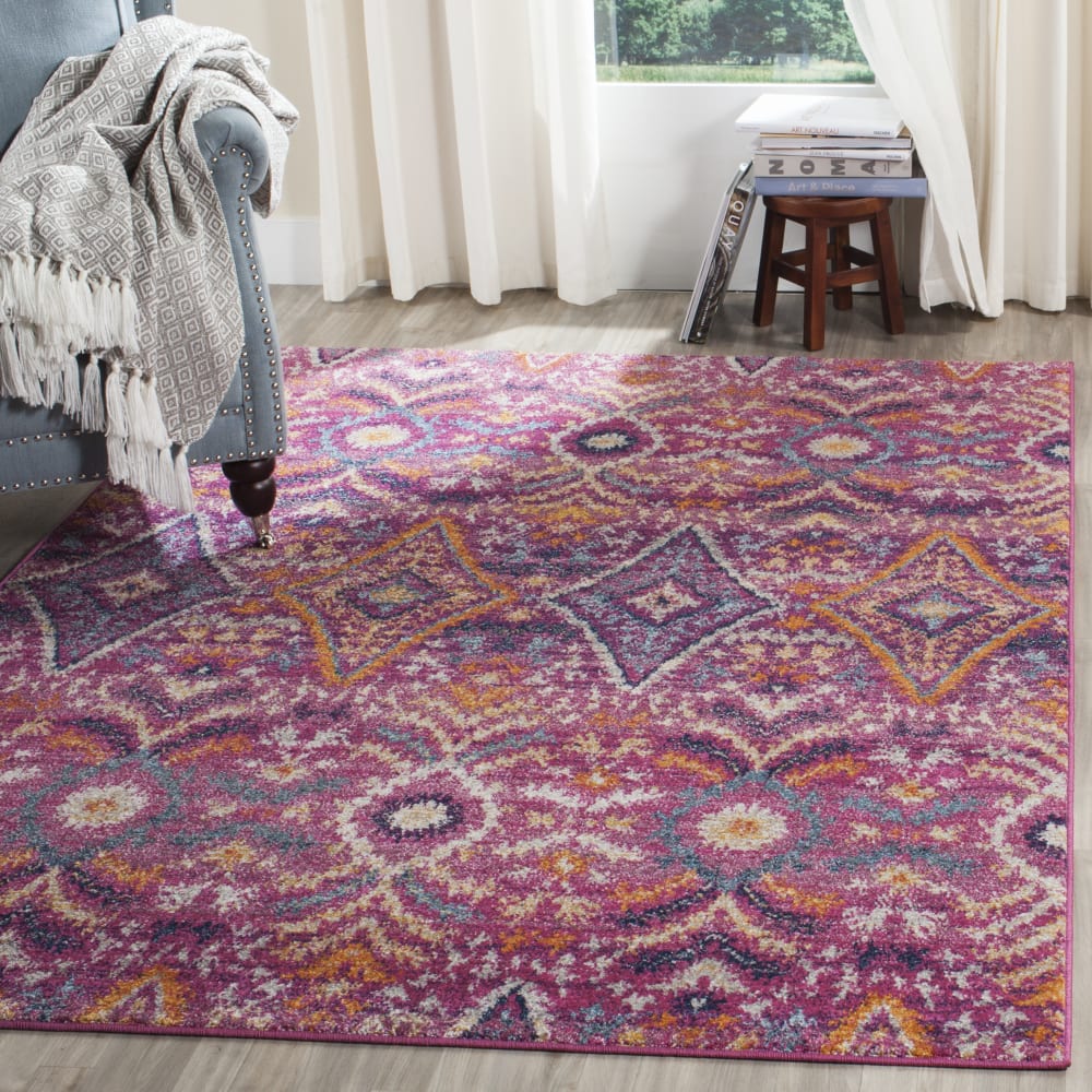 Tapis chic moderne en polypropylène rose/multicolore, 155 x 229 cm — vue 3