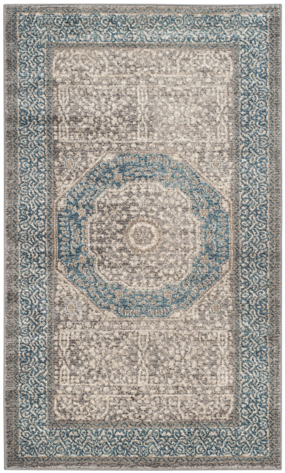 Tapis traditionnel en polypropylène gris/bleu, 122 x 170 cm