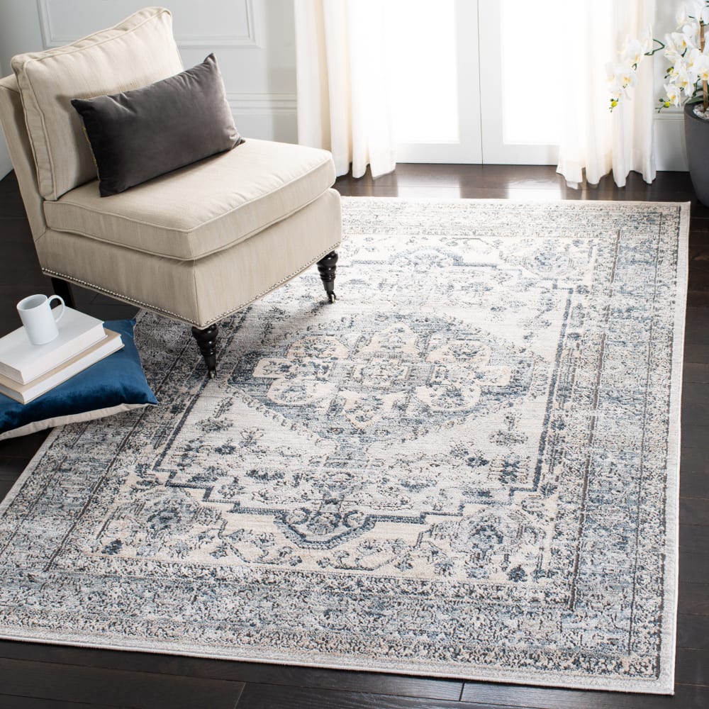 Tappeto tradizionale in polipropilene blu/bianco, 155 x 229 cm -