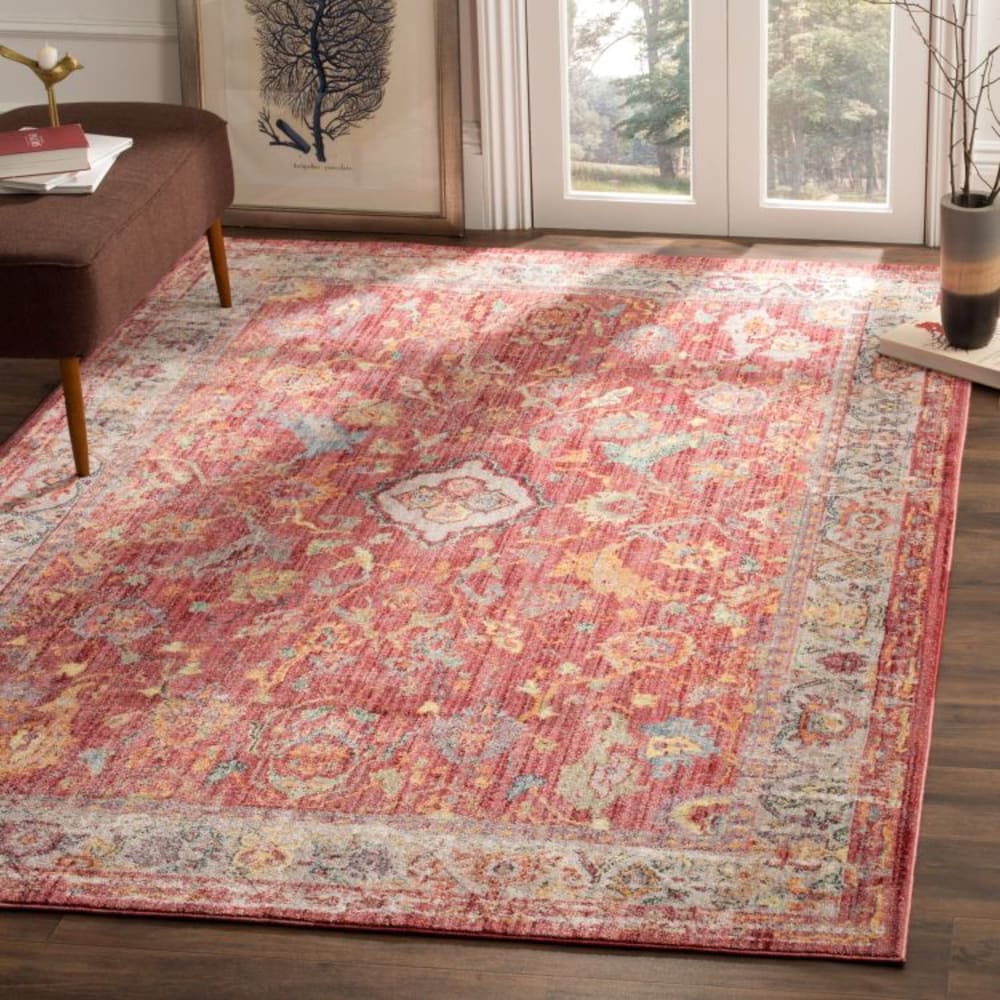 Tappeto di transizione in poliestere rosa/grigio, 155 x 229 cm -