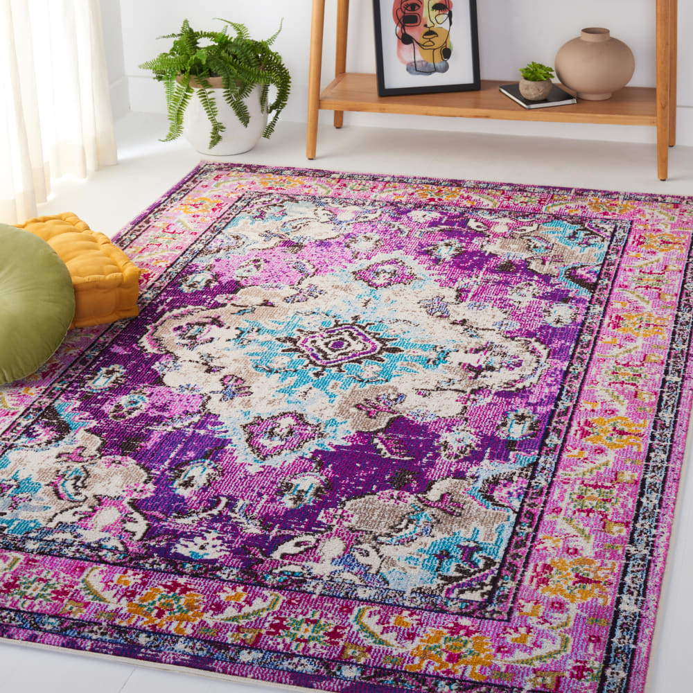 Tapis bohème chic en polypropylène violet/bleu, 201 x 279 cm — vue 4