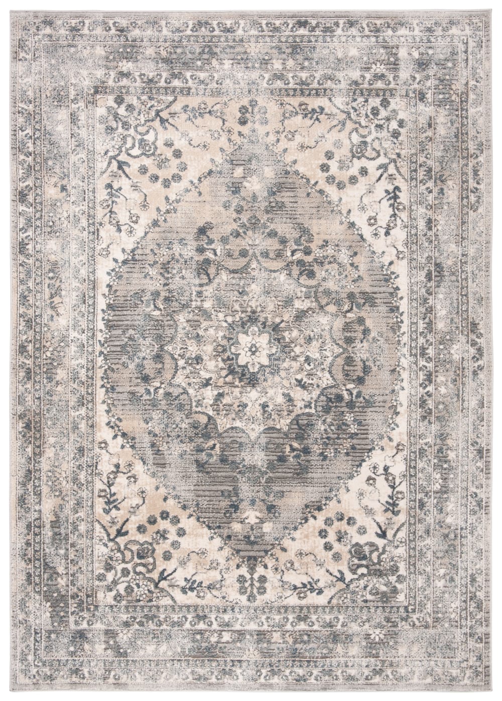 Tapis traditionnel en polypropylène beige/gris, 198 x 279 cm