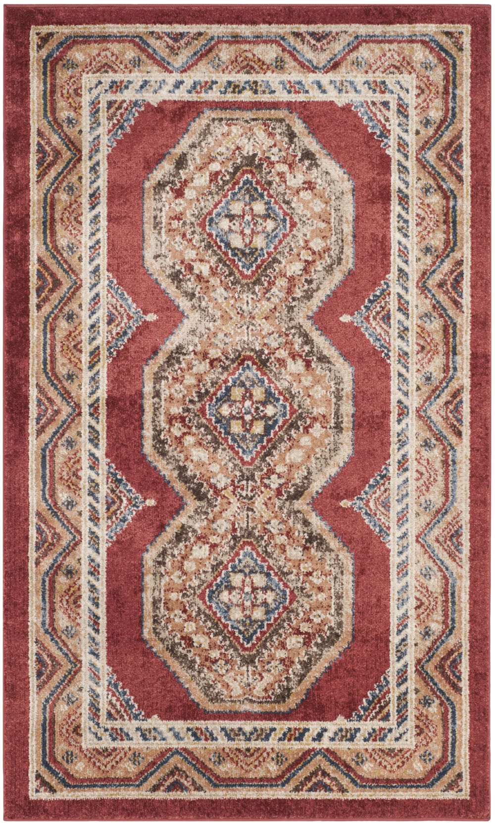 Tapis de transition en polypropylène rouge/orange, 91 x 152 cm