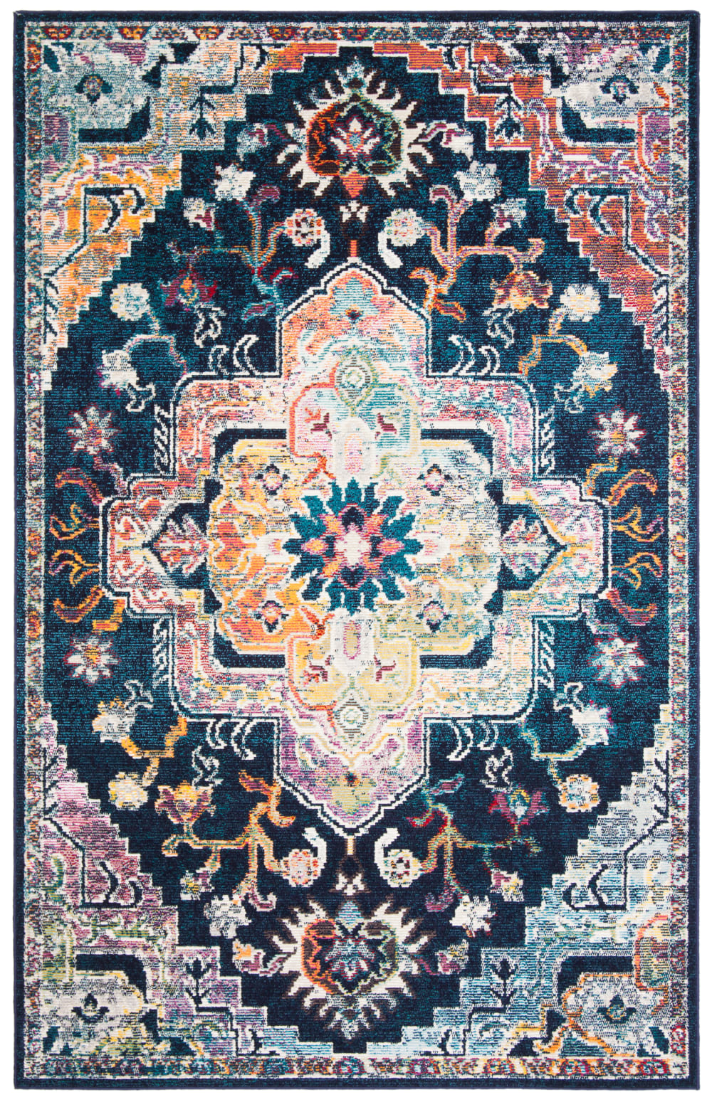 Safavieh Tapis de transition en polypropylène bleu/rose, 122 x 183 cm style vintage - Pp - Polypropylène