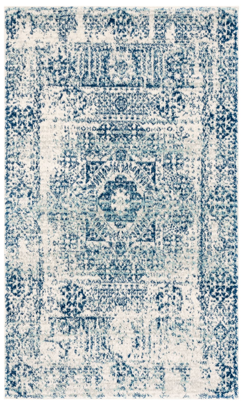 Safavieh Tapis de transition en polypropylène blanc/bleu, 122 x 183 cm style vintage - Pp - Polypropylène