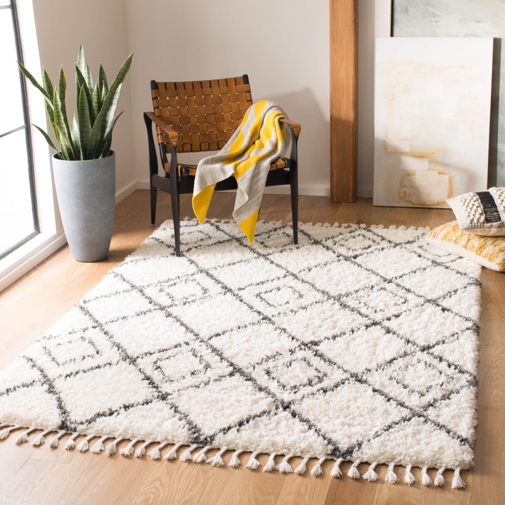 Safavieh Böhmisch Polypropylen-Teppich in Weiß/Grau, 160 x 229 cm style classic chic Weiß Pp - Polypropylen