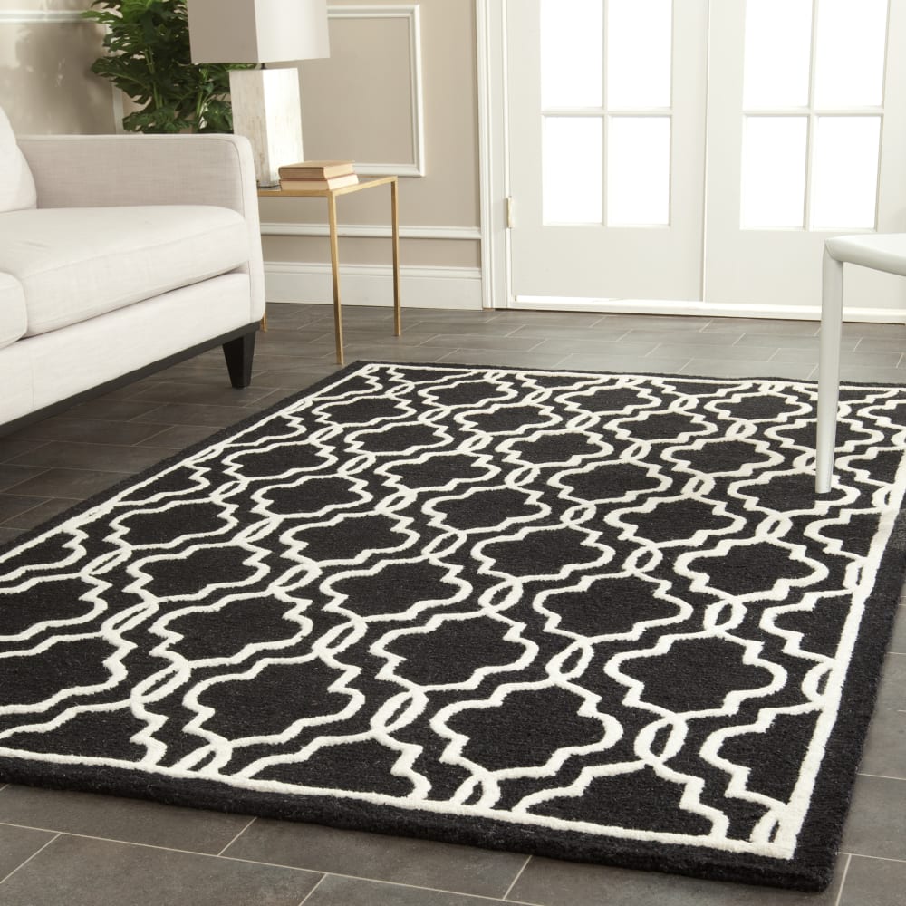 Tapis treillis en laine noir/blanc, 122 x 183 cm — vue 3