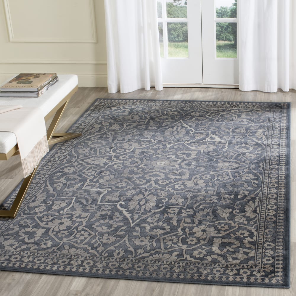 Tappeto tradizionale in viscosa blu/grigio, 160 x 229 cm -