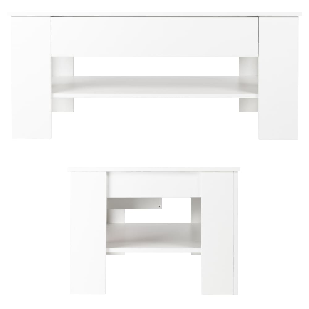 Tavolino bianco melaminico 110x65x48 cm moderno con cassetto e