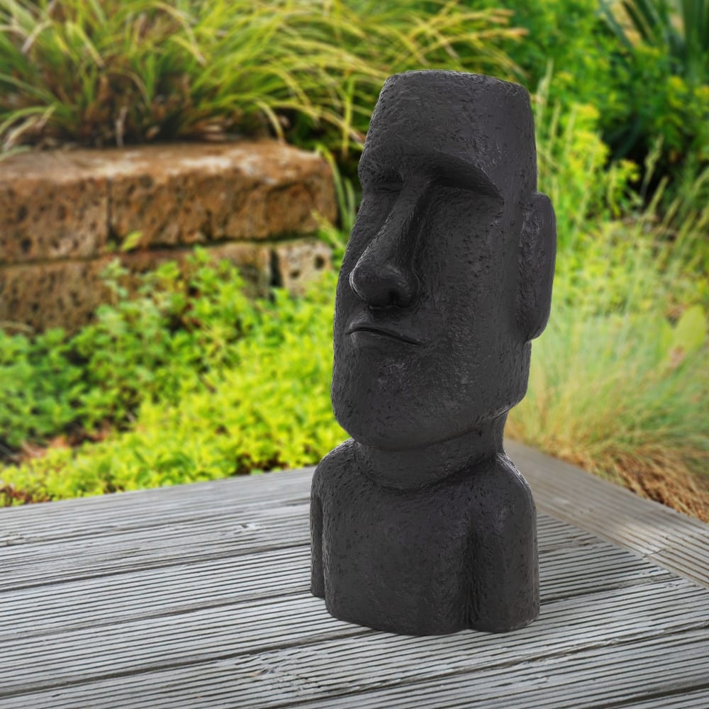 Estatua cabeza moai rapa nui isla de pascua 56 cm poliresina antracita - Maisons du Monde