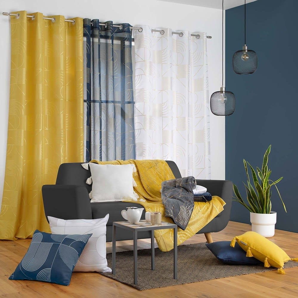 Voilage sable métallisé anthracite or 140x240cm - Maisons du Monde