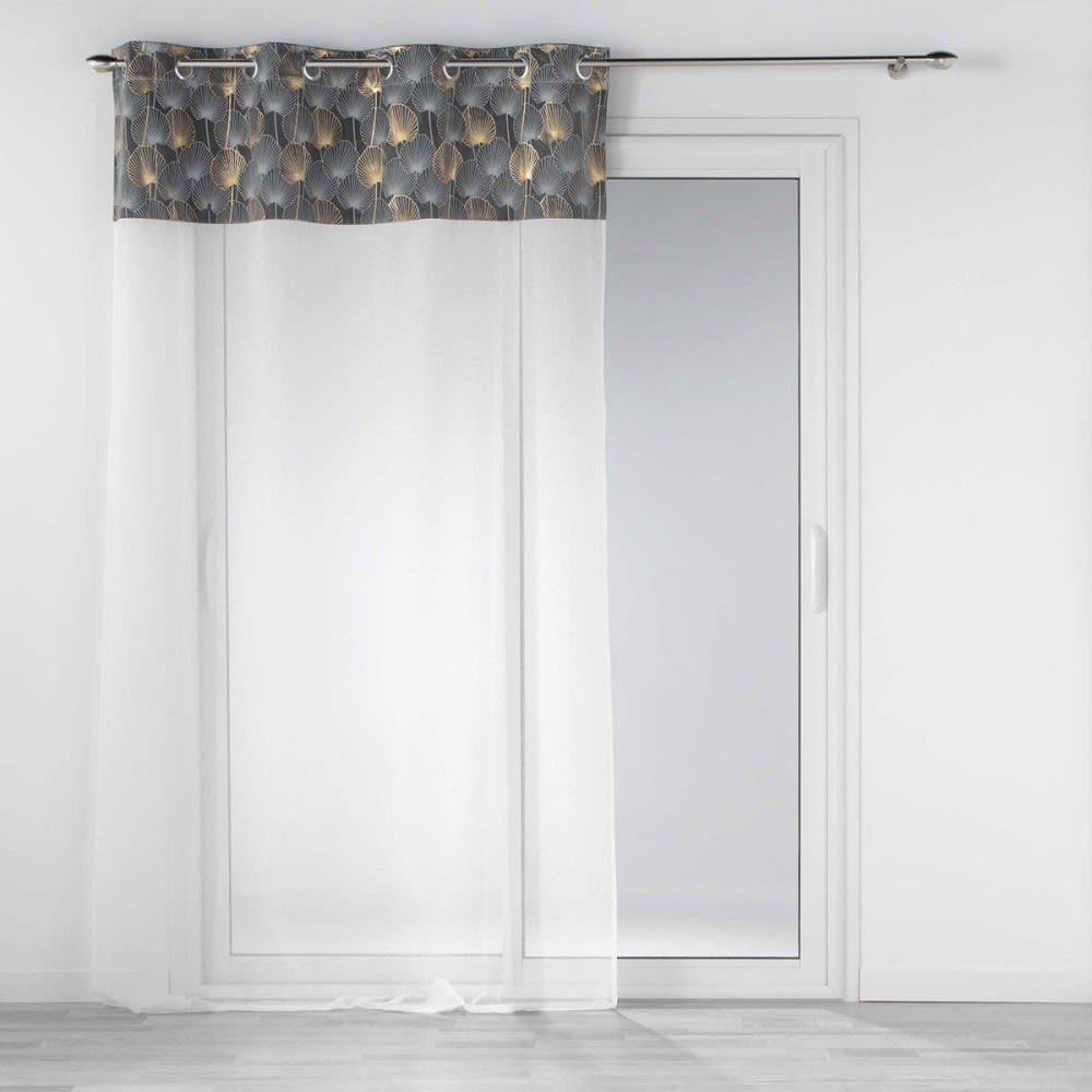 Voilage sable top velours or gris 140x240cm