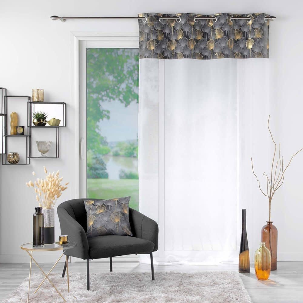 Voilage sable top velours or gris 140x240cm - Maisons du Monde