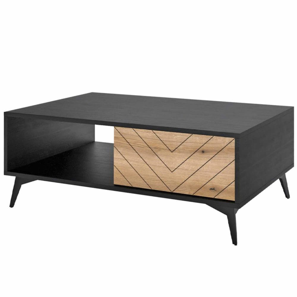 Table basse style industriel 104 cm bois / noir