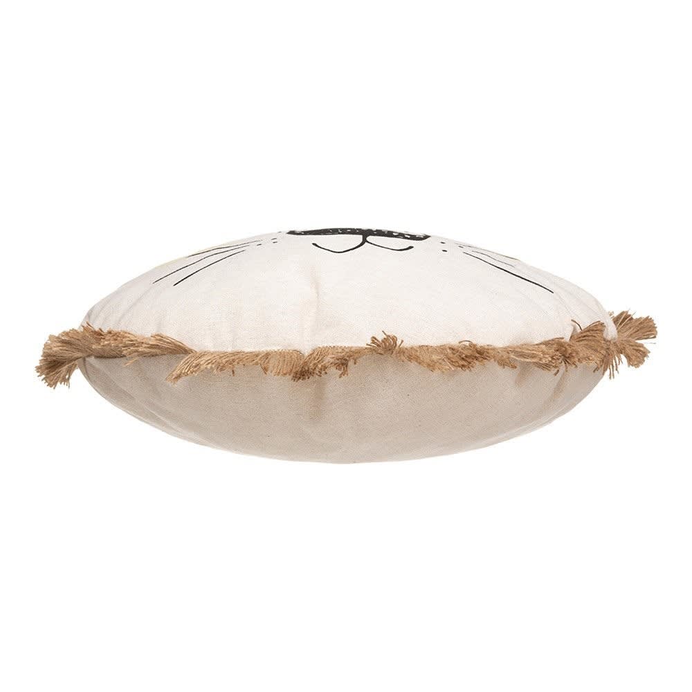 Coussin rond lion franges D38cm (Decoratie) - Image 1
