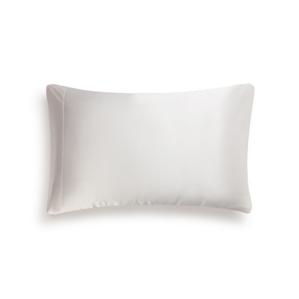 Funda de almohada de seda y algodón satén 300 hilos blanco. 50x75cm