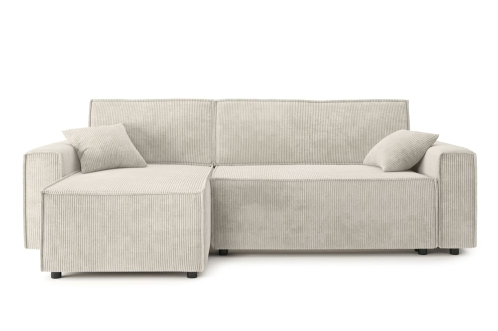 Canapé d'angle convertible en velours côtelé 4 places beige - Maisons du Monde