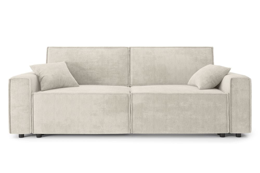 Canapé droit convertible en velours côtelé 3 places beige