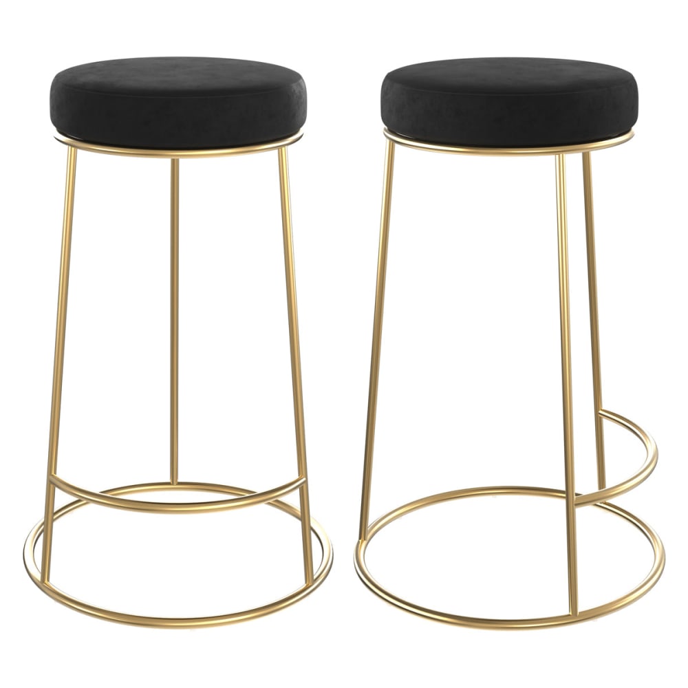 Maison Pavane Set aus 2 Hockern für eine zentrale Insel 63 cm in schwarzem Samt style classic chic - Samt