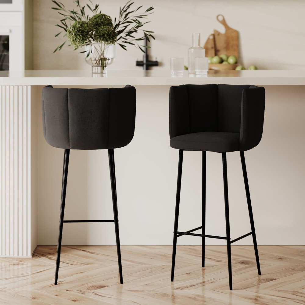 Set di 2 sgabelli bar in velluto nero 75 cm - Maison Pavane