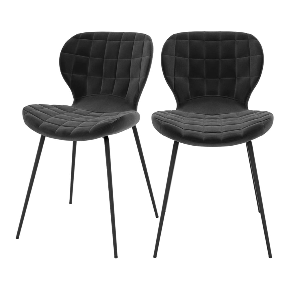Set de 2 sillas de terciopelo negro 75 cm