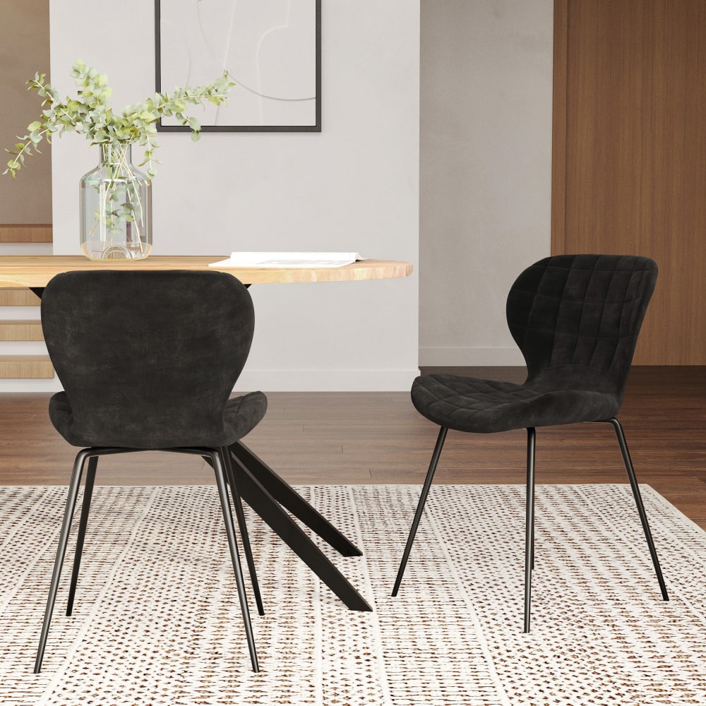 Set de 2 sillas de terciopelo negro 75 cm - Maisons du Monde