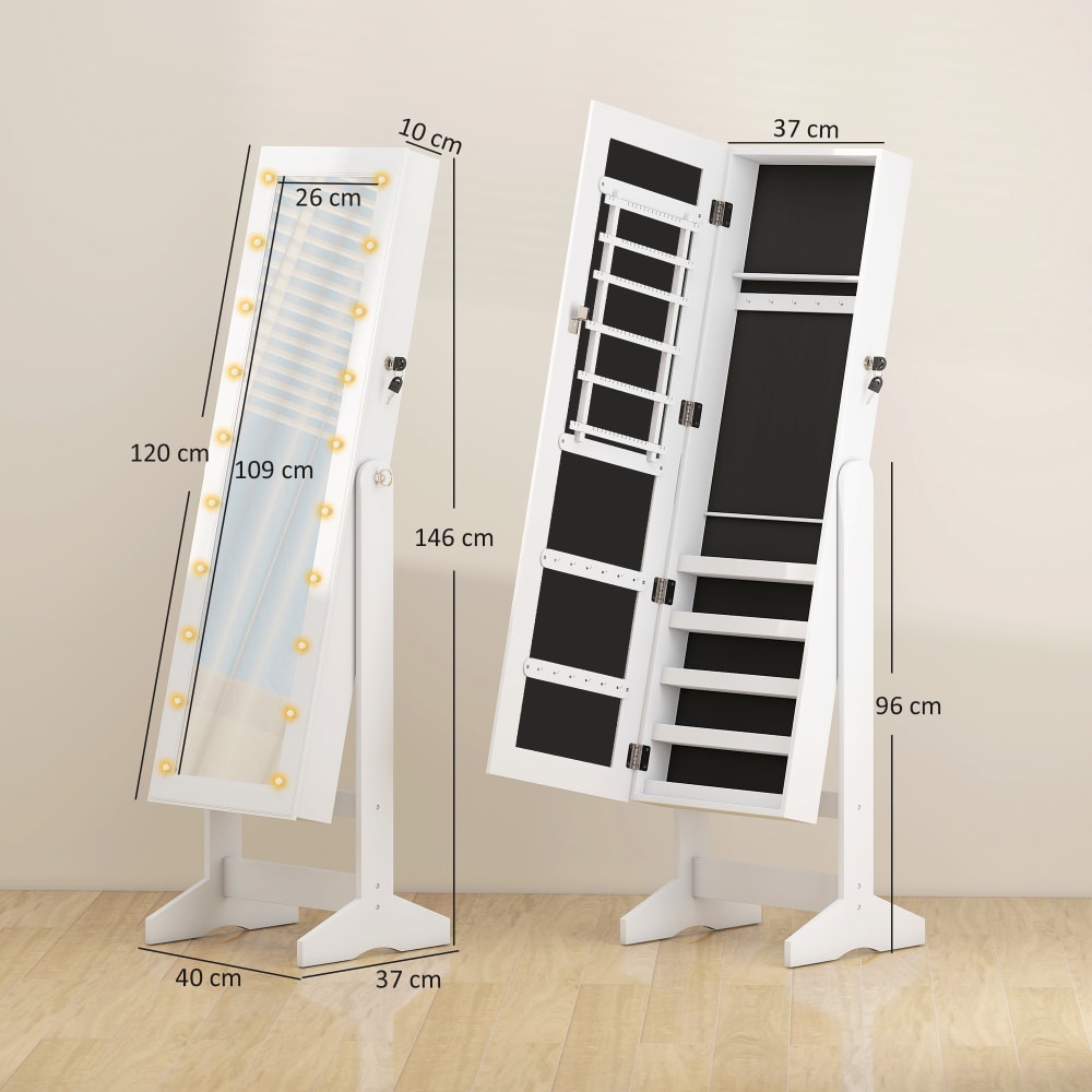 Armadio portagioielli specchio regolabile 20 luci led 40x37x146
