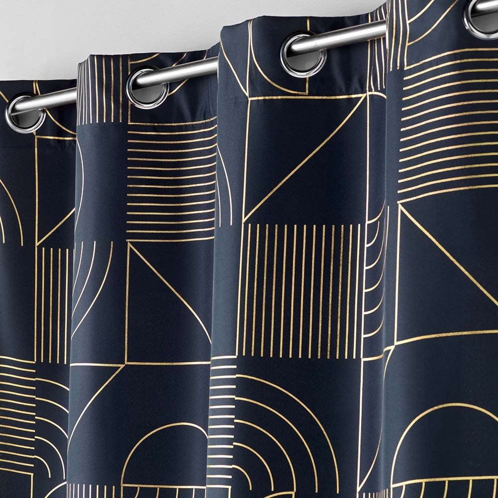 Rideau métallisé marine or 140x260cm - Maisons du Monde