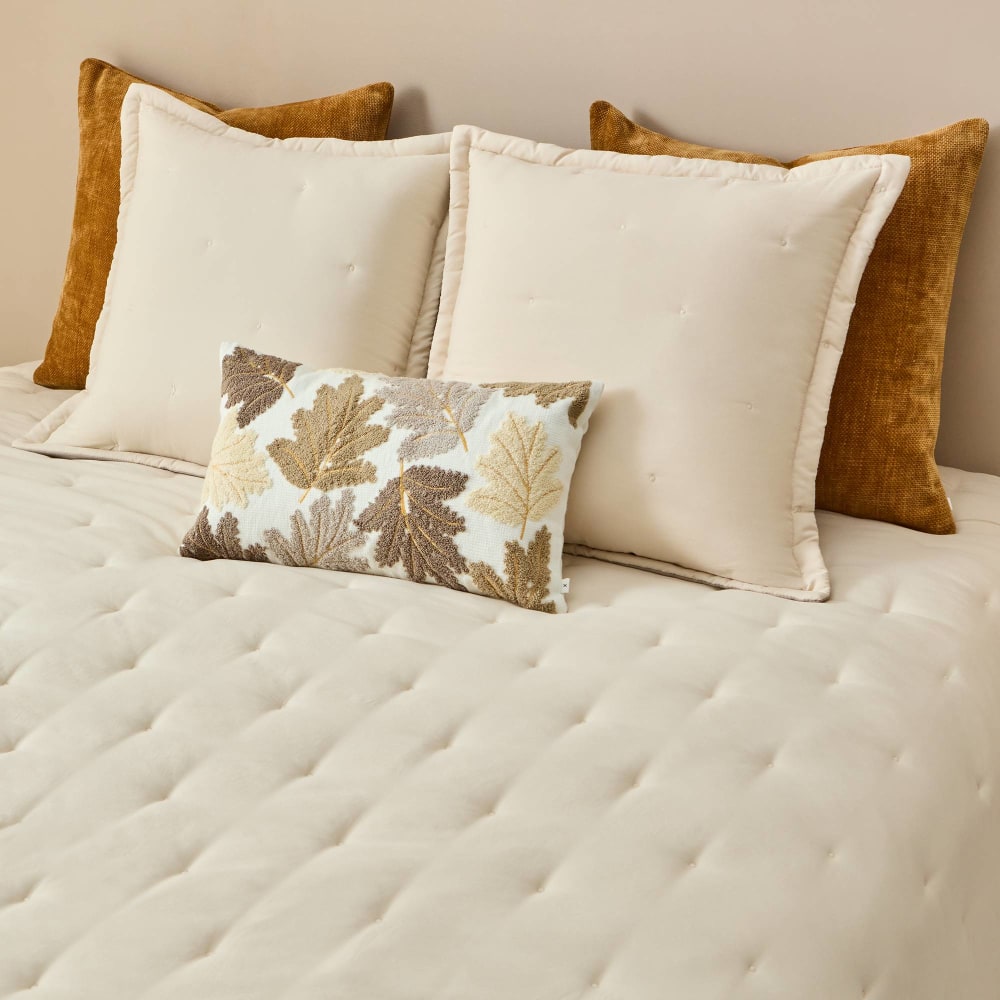 Edredón liso reversible color marron camel. Cama 80-90cm - Maisons du Monde
