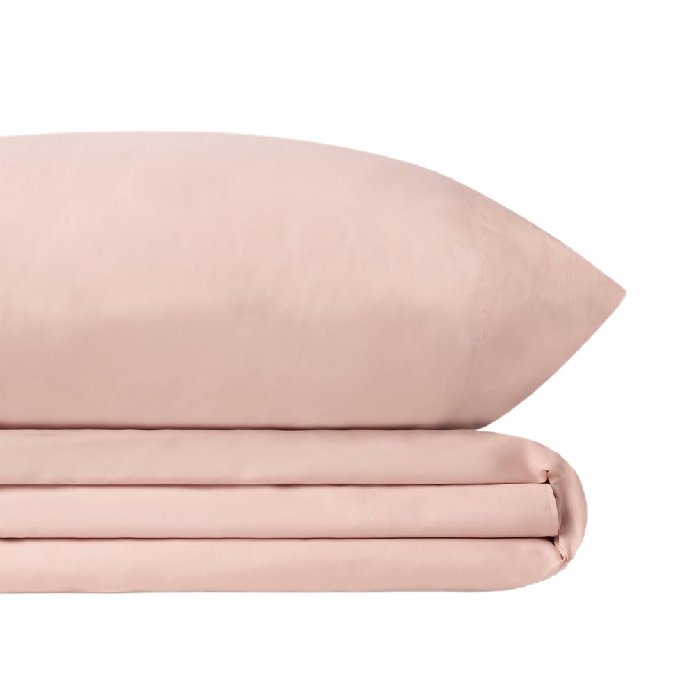 Sábana de algodón orgánico 180 hilos color rosa empolvado. Cuna 60cm