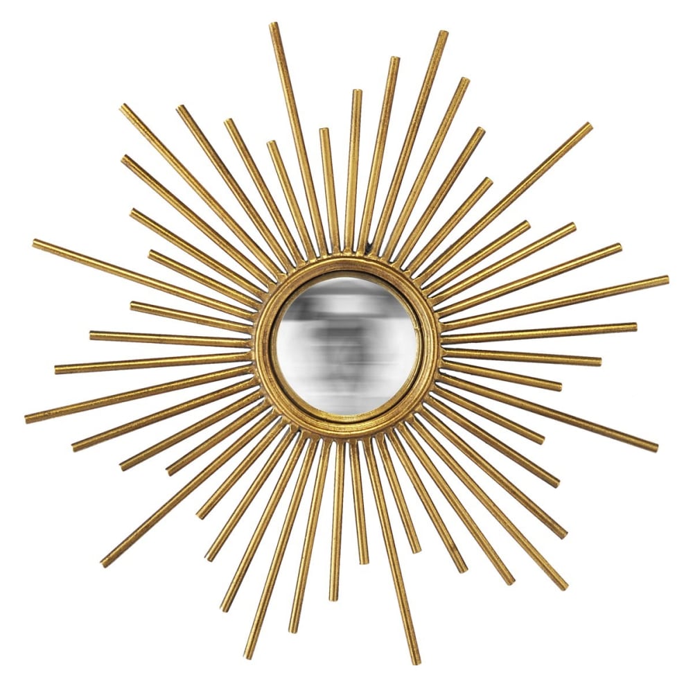 Miroir soleil convexe métal doré 45cm