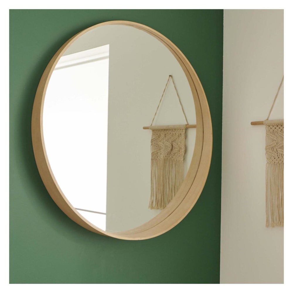 Miroir rond en chêne