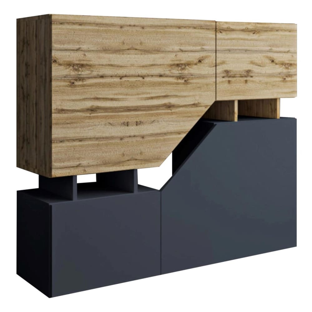 Buffet haut industriel 120 cm bois / gris