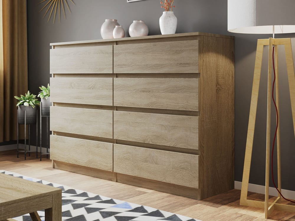 Commode 8 tiroirs   effet bois   139 cm  bois