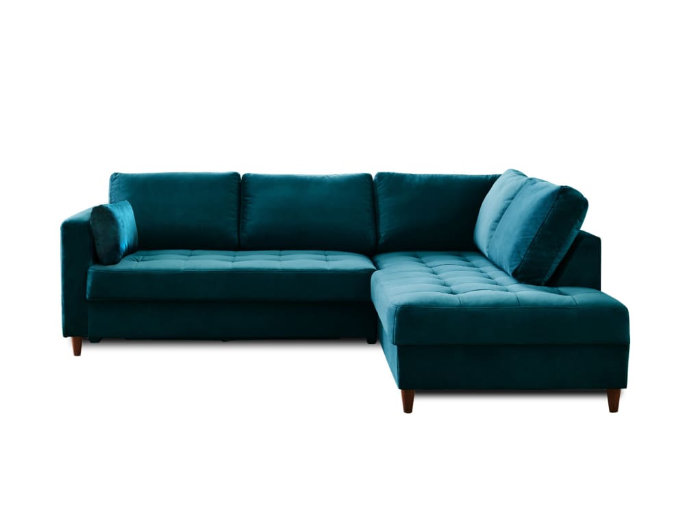 Canapé d'angle droit   5 places   convertible  bleu canard - Maisons du Monde