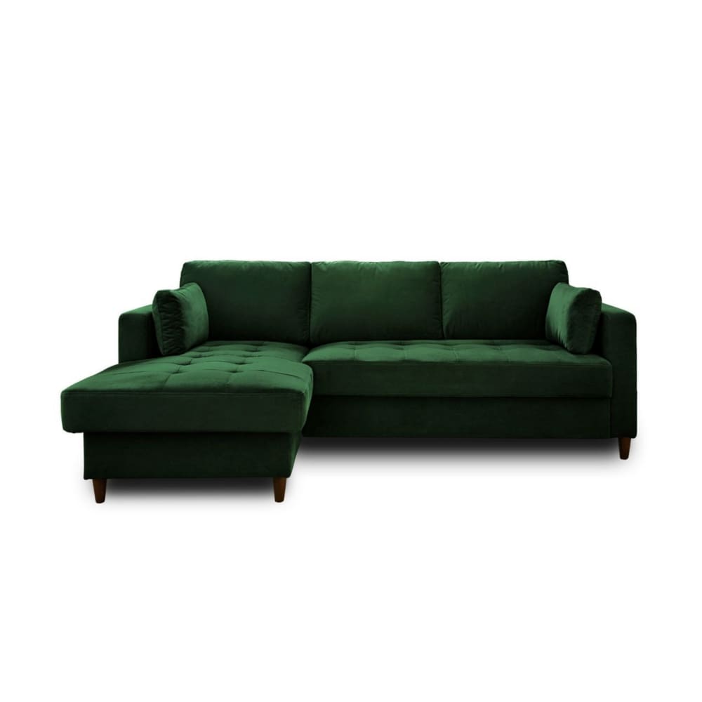 Canapé d'angle convertible 4 places en velours vert
