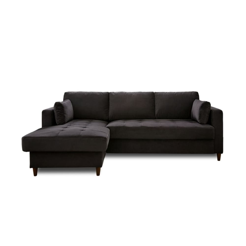 Canapé d'angle convertible - coffre gris