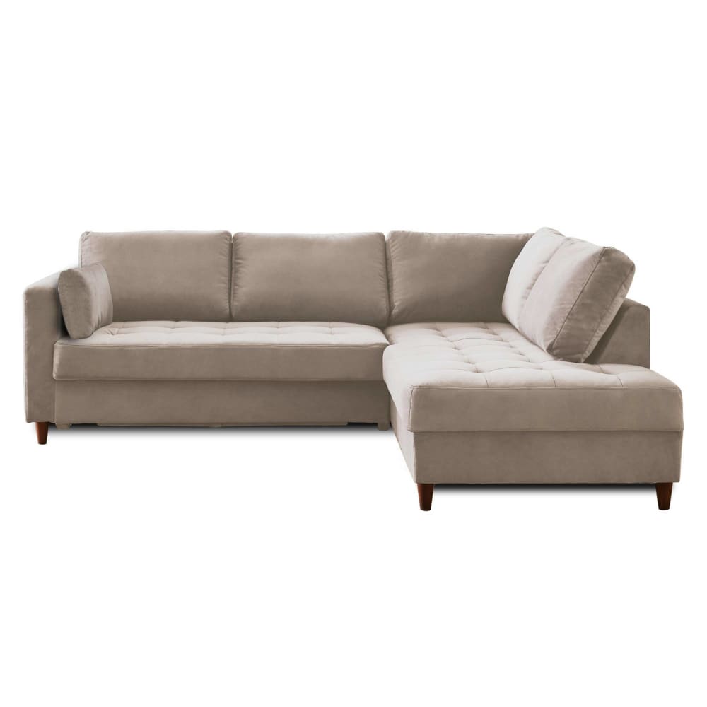 Best Mobilier Canapé d'angle droit 5 places convertible beige style contemporain - Velours