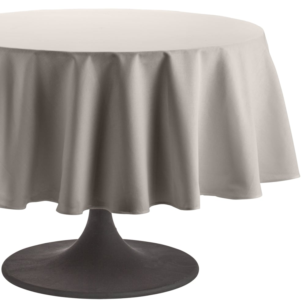 Nappe en coton ronde traitee teflon gris tourterelle 235x235