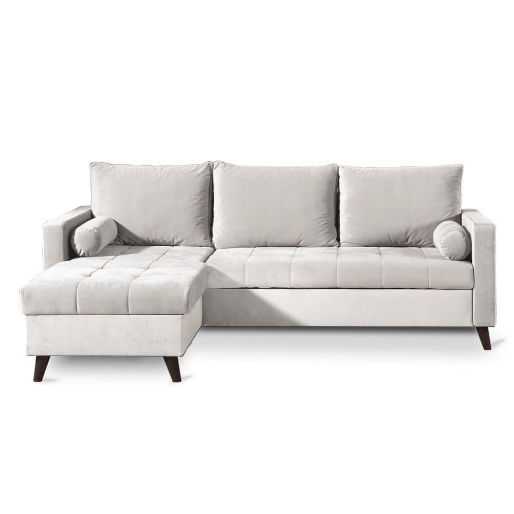 Canapé d'angle réversible convertible 4 places en velours beige