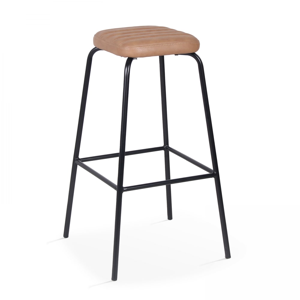 Lot de 2 tabourets hauts en textile enduit marron clair - Maisons du Monde