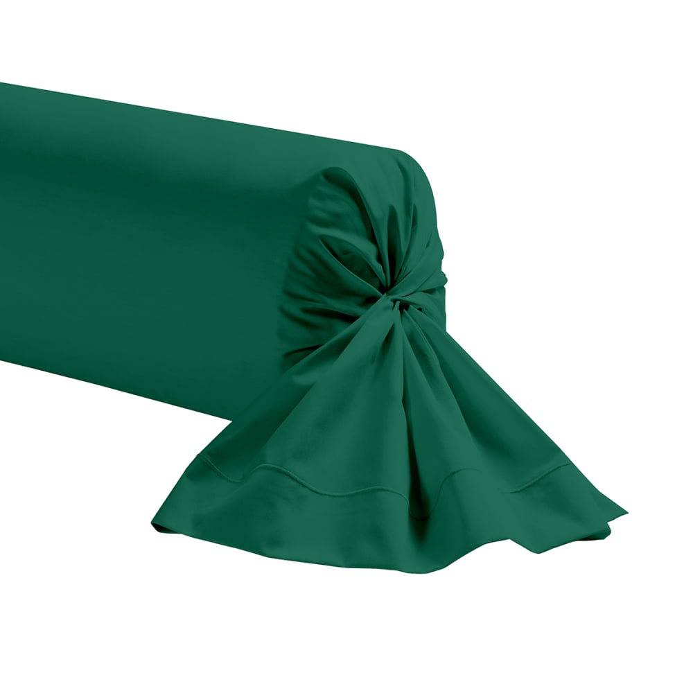 Taie de traversin unie en coton vert opale 85x185