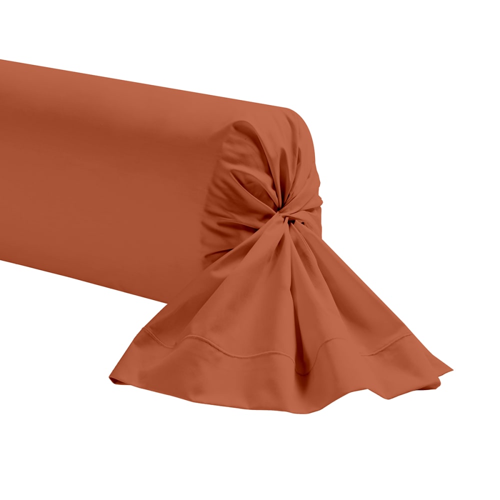 Taie de traversin unie en coton terracotta 85x185