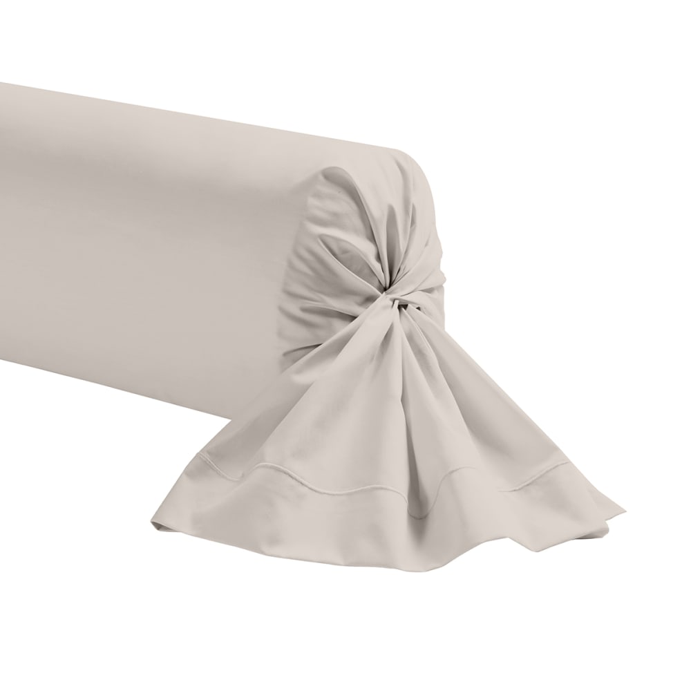 Taie de traversin unie en coton gris mastic 85x185