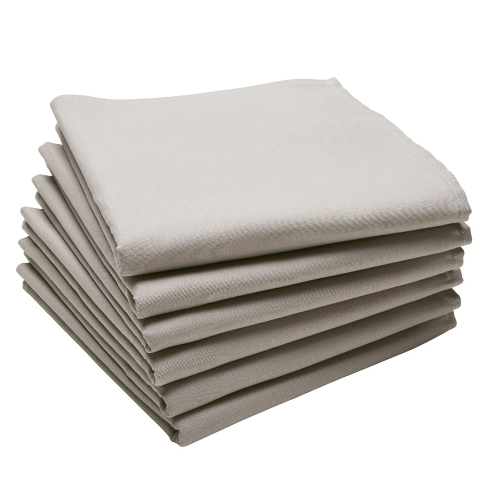 Lot de 6 serviettes en coton gris tourterelle 45x45