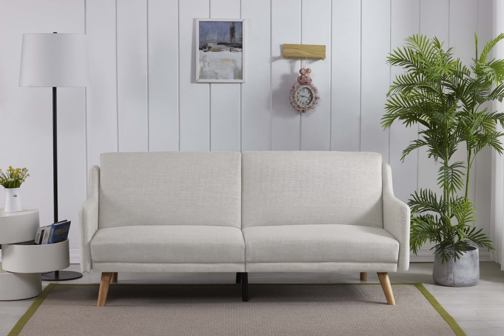 Canapé scandinave convertible 3 places en tissu gris clair