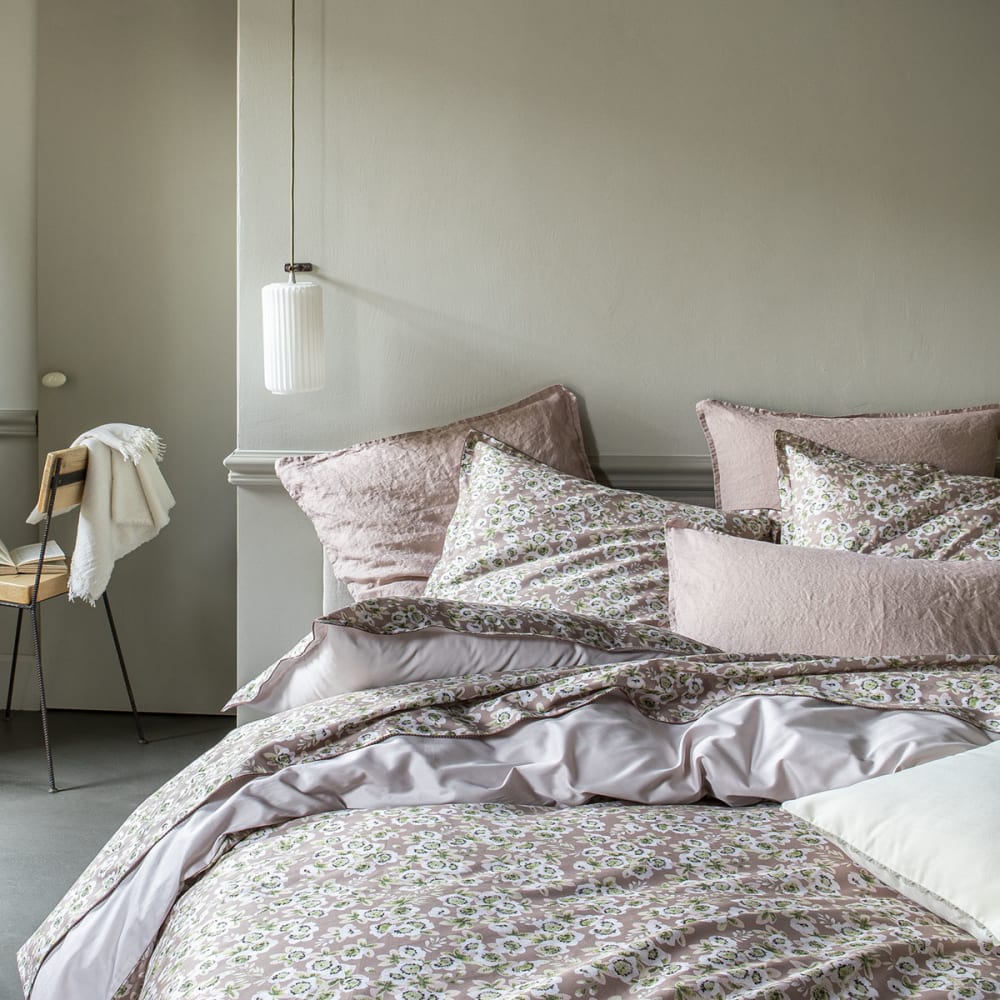 Housse de couette en satin de coton rose 260x240