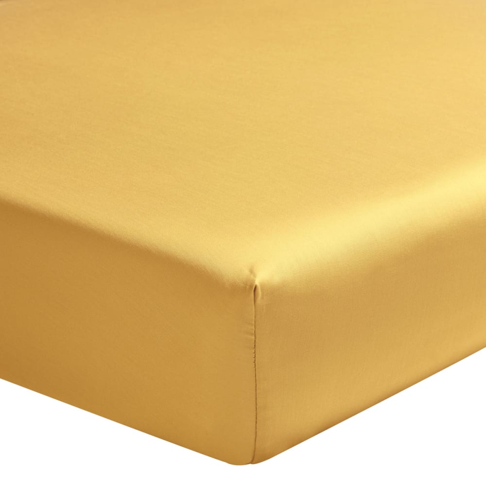 ALEXANDRE TURPAULT Drap housse uni en satin de coton, Teophile Jaune 